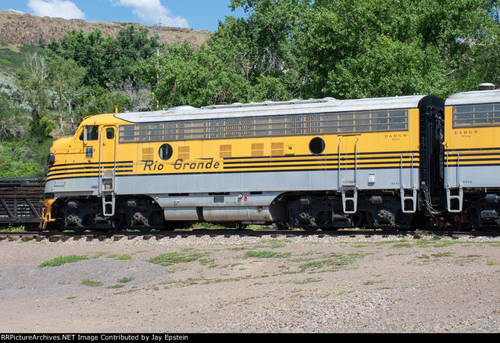 DRGW 5771 is seen on display at the Colorado Railroad Museum